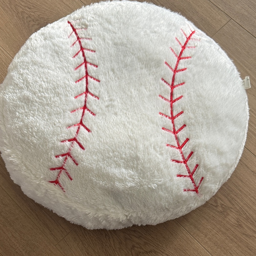 White Baseball Pillow with Red Stitching